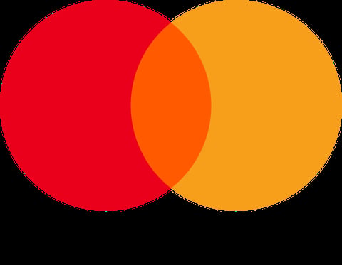 Two overlapping circles, one red and one orange-yellow, creating an orange intersection on a black background