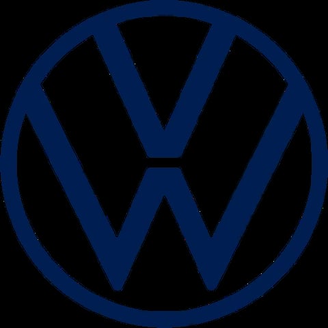 Volkswagen logo: dark blue circular badge with interlocking V and W letters