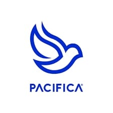 Pacifica logo featuring a blue dove with stylized wings and the word Pacifica beneath it