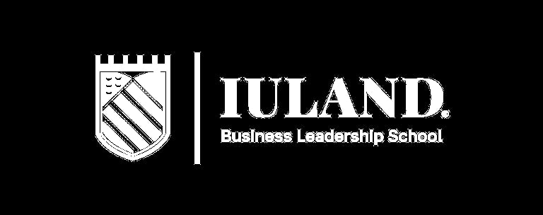 IULAND Business Leadership School logo with shield emblem on black background