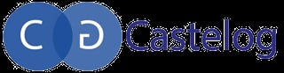 Castelog logo with blue circular overlapping design and text
